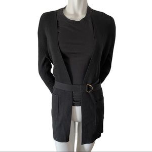 MICHAEL Michael Kors Black Ribbed Open Cardigan M